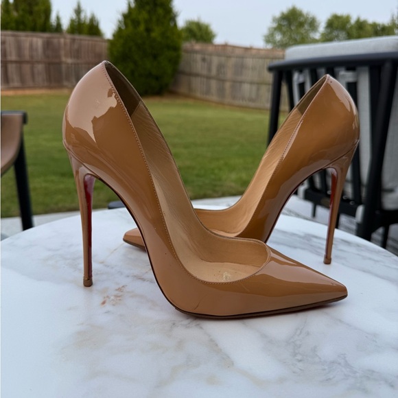 Preowned Authentic Christian Louboutin Nude Patent So Kates 120mm sz 41 - Picture 17 of 17